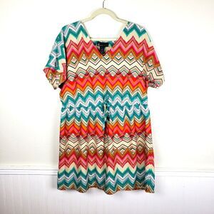 Lane Bryant Plus Size Women's Boho Geometric Beach Summer Dress Sz 14/16